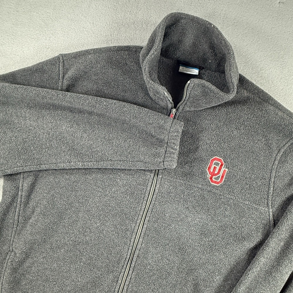 Columbia Oklahoma Sooners Mens XL Fleece Jacket Gray Full Zip OU